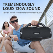 Tronsmart - Bluetooth Speakers -Bluetooth Speaker Wireless -Bluetooth speaker - 130W 3-way sound system - with Guitar/Mic Input - Black Bang Max