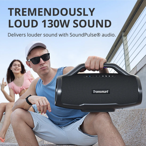 Tronsmart - Luidspreker- BluetoothLuidsprekers- Bluetooth Luidspreker Draadloos- Bluetooth Luidspreker Waterdicht- 130W- met 3-Weg geluidssysteem, gitaaringang en APP-bediening- Zwart Bang Max