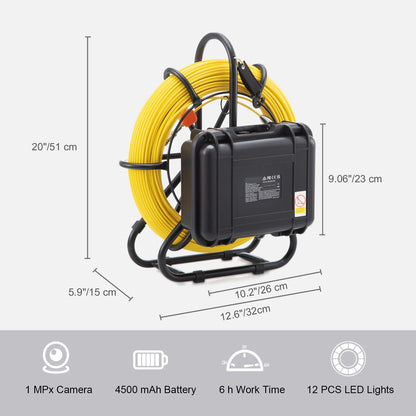 Rioolinspectiecamera – Pijpencamera – Afvoerinspectiecamera – Leakdetectiecamera – Inspectie Endoscoop – 9 inch HD Scherm – 91,5 Meter Kabel – Waterdicht IP68