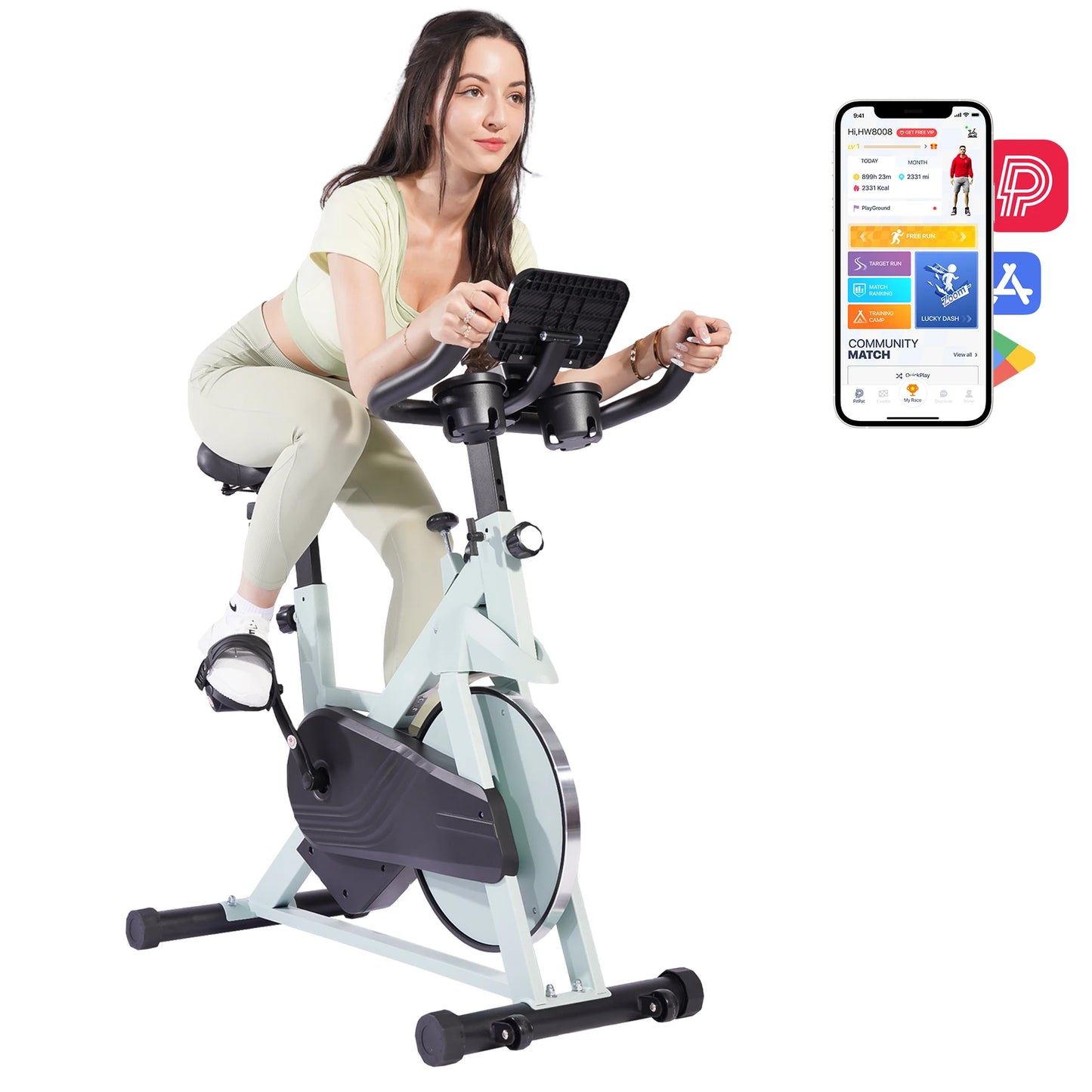 Hometrainer – Fitnessfiets – Indoorfiets – Spinningfiets – Fietstrainer – 32 Weerstandslevels – Verstelbaar Comfortabel Zadel
