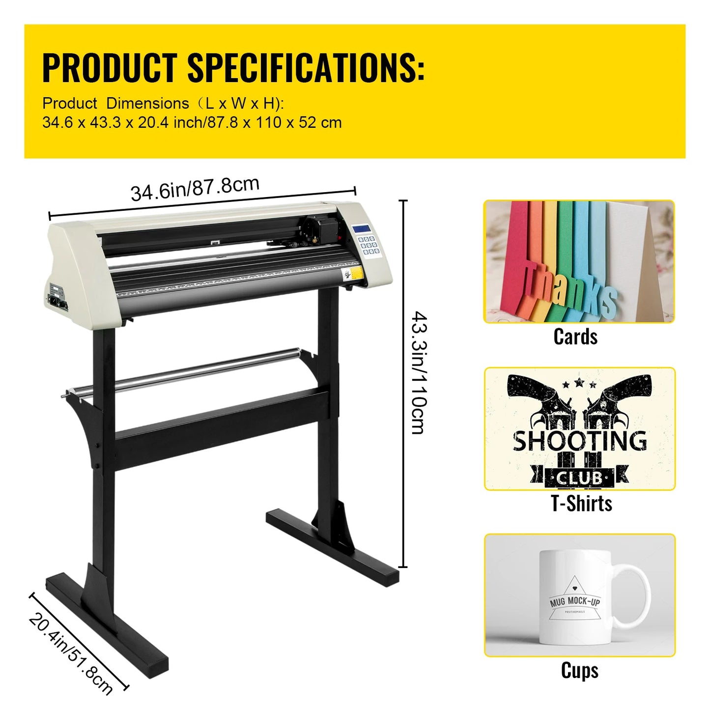 Vinyl Snijplotter – Vinyl Cutter – Snijmachine – Plotter – Sticker Maker – 28 Inch Snijbreedte – Robuuste Standaard - Wit