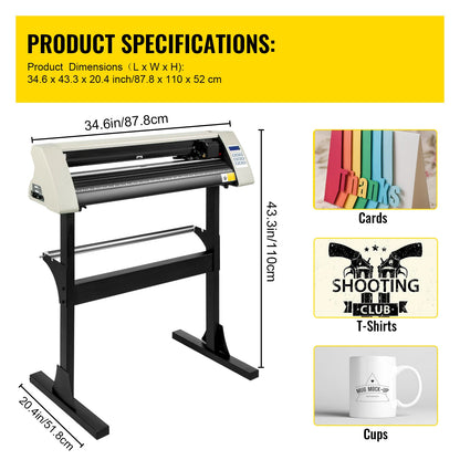 Vinyl Snijplotter – Vinyl Cutter – Snijmachine – Plotter – Sticker Maker – 28 Inch Snijbreedte – Robuuste Standaard - Wit