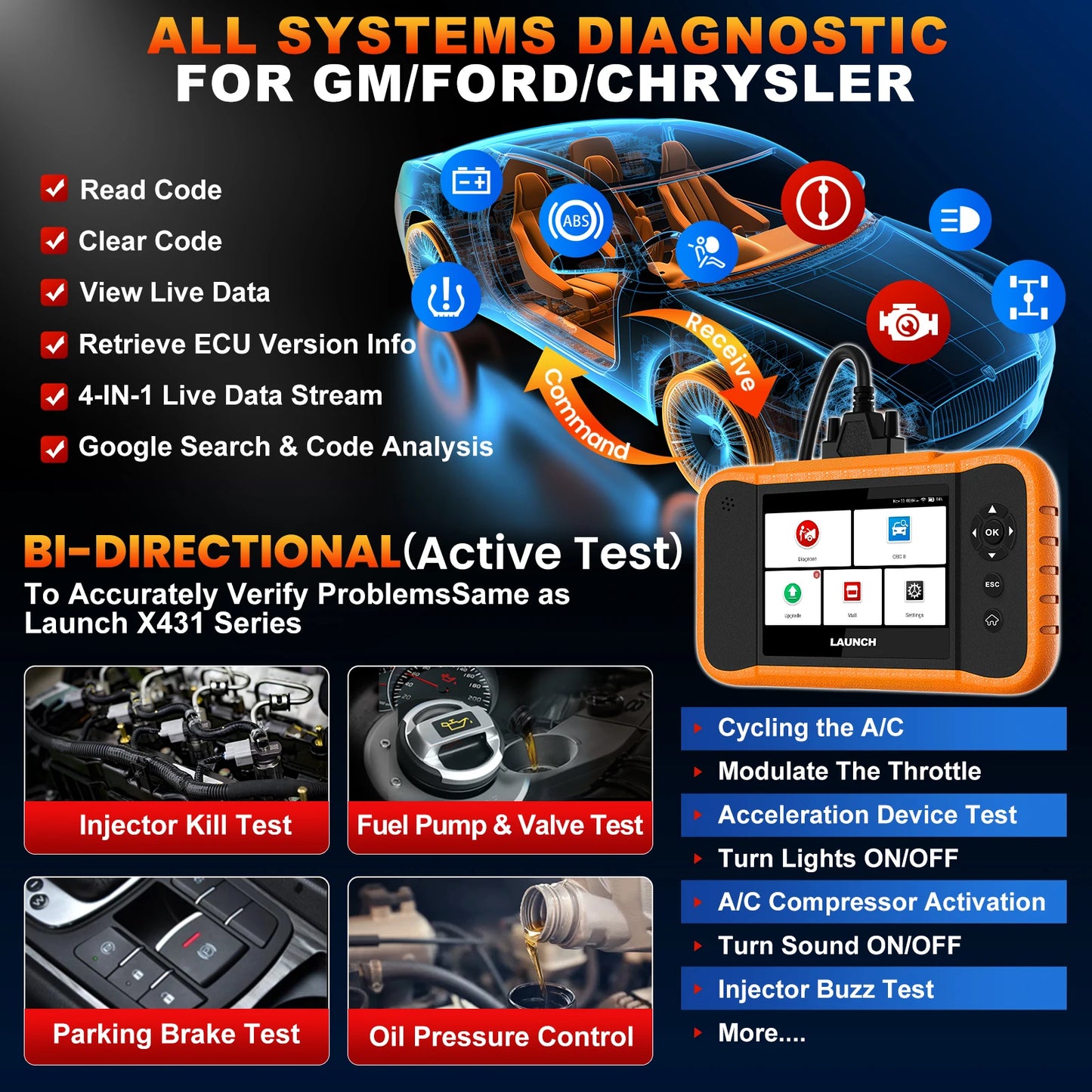 Auto Diagnose Scanner – OBD2 Scanner – Foutcode Lezer – Voertuig Diagnosetool – ECU Scanner – Volledige Systeemdiagnose – Online ECU Codering
