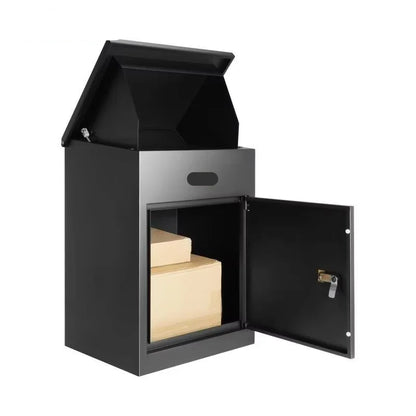Brievenbus - Antidiefstal Brievenbussen - Wandgemonteerde - Waterdicht IPX3 - 42 Inch - Briefplaat - Grote Opslag met Slot voor Buiten - Zwart - QUORE