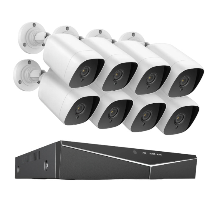 Beveiligingscamera - Beveiligingscamerasysteem - Camerabewaking - 8CH - 1080P Lite DVR - IP66 - Weerbestendig - Binnen - Buiten - 8 Stuks - 2.0MP Camera's - Ingebouwde HDD - 2TB - Wit