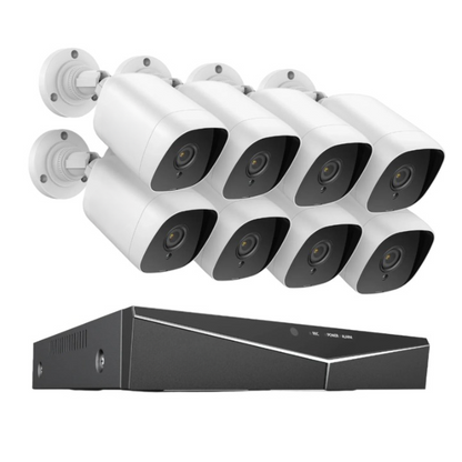 Beveiligingscamera - Beveiligingscamerasysteem - Camerabewaking - 8CH - 1080P Lite DVR - IP66 - Weerbestendig - Binnen - Buiten - 8 Stuks - 2.0MP Camera's - Ingebouwde HDD - 2TB - Wit