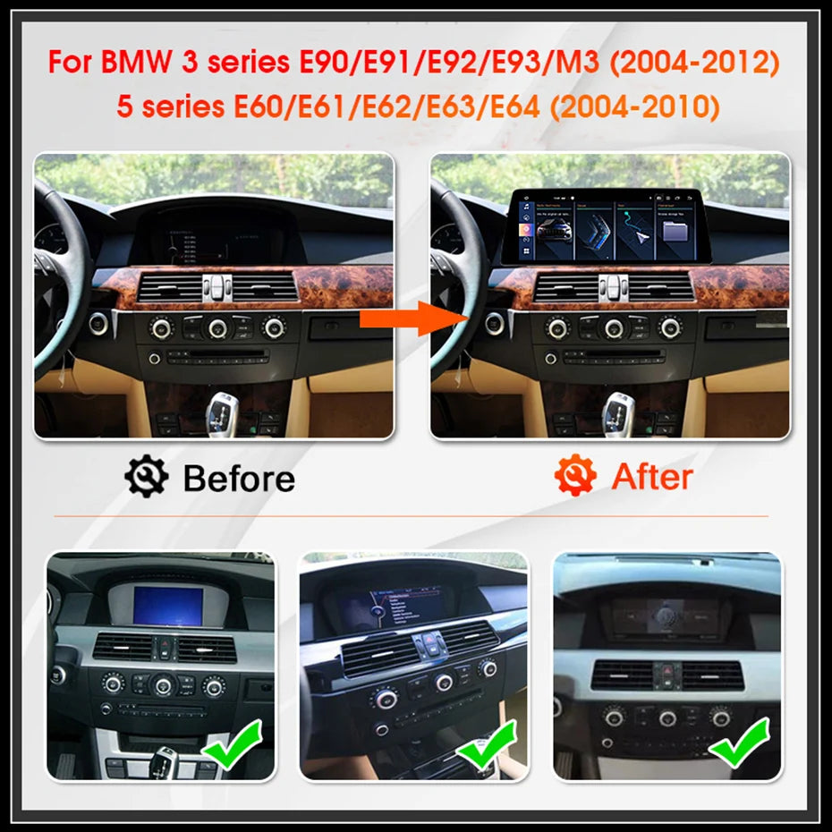 Multimedia Systeem BMW – Autostereo – Navigatie Systeem – Touchscreen Radio – CarPlay Android Auto – Draadloos CarPlay – Android 14 Besturingssysteem – 10,25-12,5 Inch HD Scherm – Plug & Play Installatie