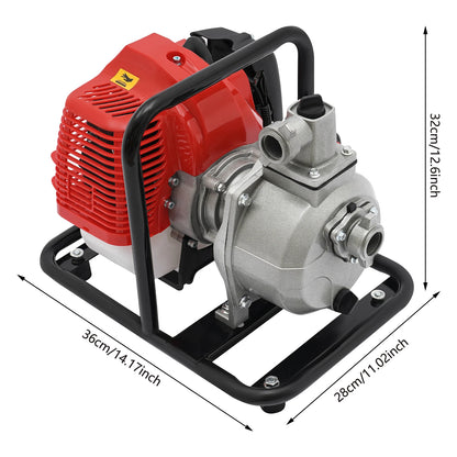 Waterpomp - Vijverpomp - Duurzame Zonne Pomp - Tuinpomp - 1.25KW Vermogen - 2-Takt Motor - 98.43ft Lift & 35.66Gal/Min - Benzine - Doorstroom – Corrosiebestendig Carbonstaal