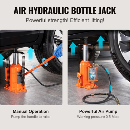 Car Jack - Jack - Garage Jack - Hydraulic Bottle Jack - 20 Ton 265-500 mm - with Manual Lever and Air Pump - for Car Pickup Truck RV Auto Repair