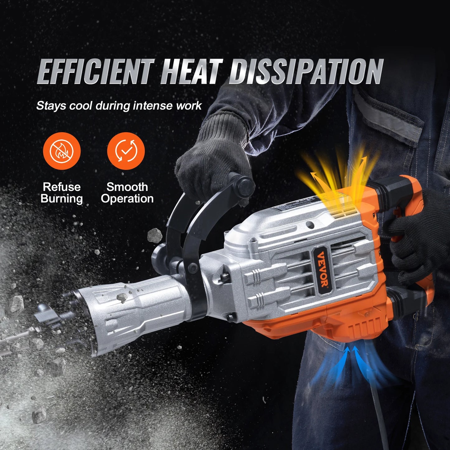 Elektrische Breekhamer – Breekhamer – Sloophamer – Boorhamer – Betonhamer – 3500W Motor – 60 Joule Impactenergie