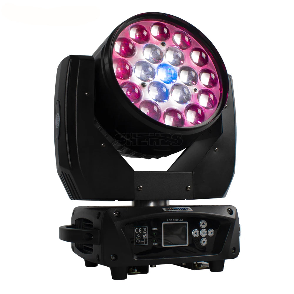 Moving Head – Lichteffect – Podiumverlichting – Discolamp – RGBW LED – 4 Stuks – 19x15W RGBW Zoom – Variabele Zoom 10°-60° - QUORE