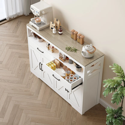 Dressoir – Sideboard – Kast – Opbergmeubel – Buffetkast – Modern Scandinavisch Design – Wit MDF 140×40×105 cm – Veel Opbergruimte Met 2 Lades & 4 Deuren