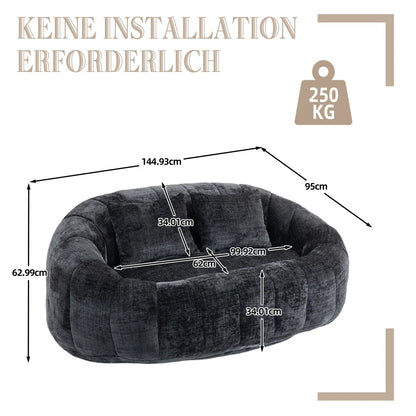 Zitzak – Zitzakbank – Loungestoel – Loungebank – Zitzakfauteuil – Chenille Stof – Hoge Rugleuning – 150x95x63 cm – Geschikt Voor Binnen & Buiten - QUORE