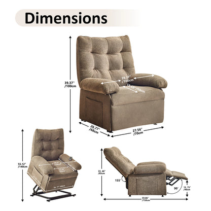 Elektrische Liftfauteuil – Liftstoel – Relaxstoel – Verstelbare Fauteuil – Comfortabele Stoel – Zacht Gewatteerd Kussen – Stil Liftmechanisme - 70 x 68 x 24 cm - Bruin