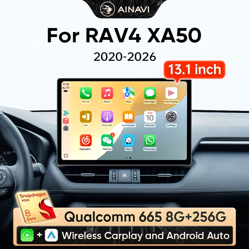 Ainavi 13.1 Car Radio For Toyota RAV4 2020 2021 2023 2024 RAV 4 XA50 Wireless Carplay Android Auto 4G Car Multimedia Player DSP