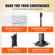 Partytent - Shelter tent 10x10ft - Polykatoen - Eenvoudig Opzetten - Aerodynamisch design - Verwijderbare zijwanden - UV Bestendig - Waterdicht - Wit - QUORE