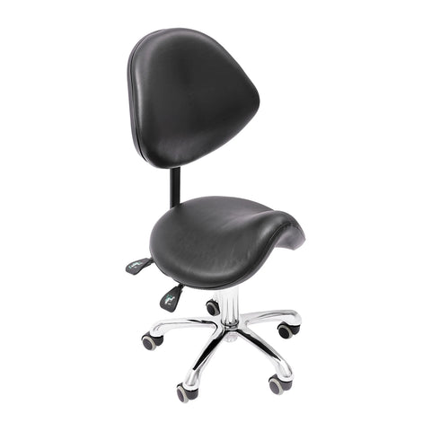 Zadelkruk - Zadelkruk op wielen - Zadelkruk met rugleuning - Zadelkruk Ergonomisch - Zwaar gebruik - In hoogte verstelbaar - Wit