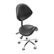 Zadelkruk - Zadelkruk op wielen - Zadelkruk met rugleuning - Zadelkruk Ergonomisch - Zwaar gebruik - In hoogte verstelbaar - Zwart