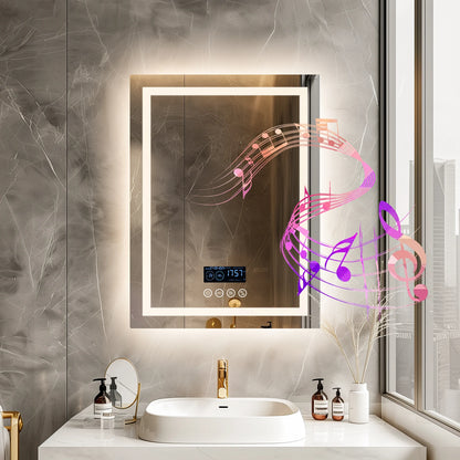 Badkamerspiegel – Spiegel Met Speaker – Led Spiegel – Anti-Fog Spiegel – Frameloos Design – Bluetooth Speaker – Driedelige Ledverlichting - 70x90cm