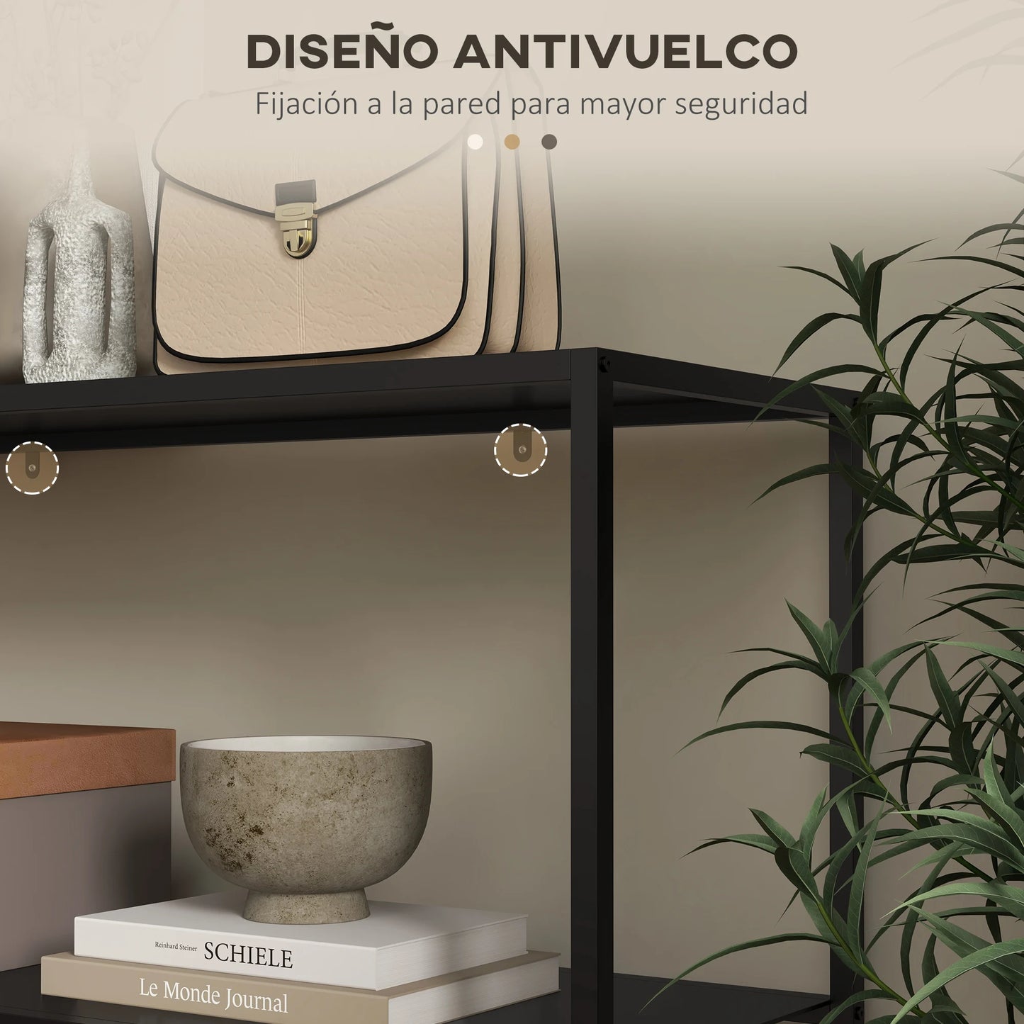 Consoletafel - Wandtafel - Haltafel - Sidetafel - met 2 Lagen - Stevig Metalen Frame - voor Entree - Hal - Woonkamer - Staal - 90 x 30 x 75 cm - Zwart