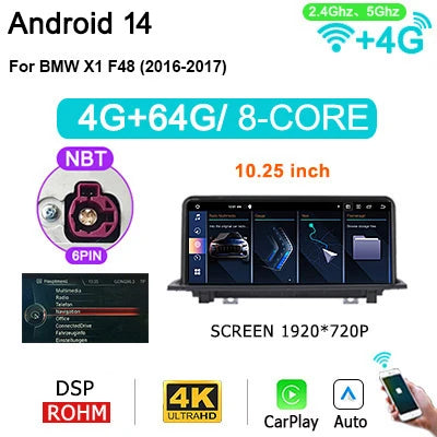 carplay autoradio – multimedia speler – auto radio – 2-DIN radio – draadloos carplay – 12,5 inch touchscreen – Android 14 software