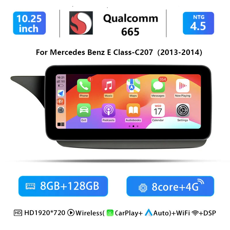Multimedia Automonitor – Draadloos Infotainmentsysteem – Touchscreen Navigatie – Carplay Android Auto – 10,25 Inch IPS Scherm – Qualcomm Snapdragon 665 Processor – 8GB RAM 128GB Opslag
