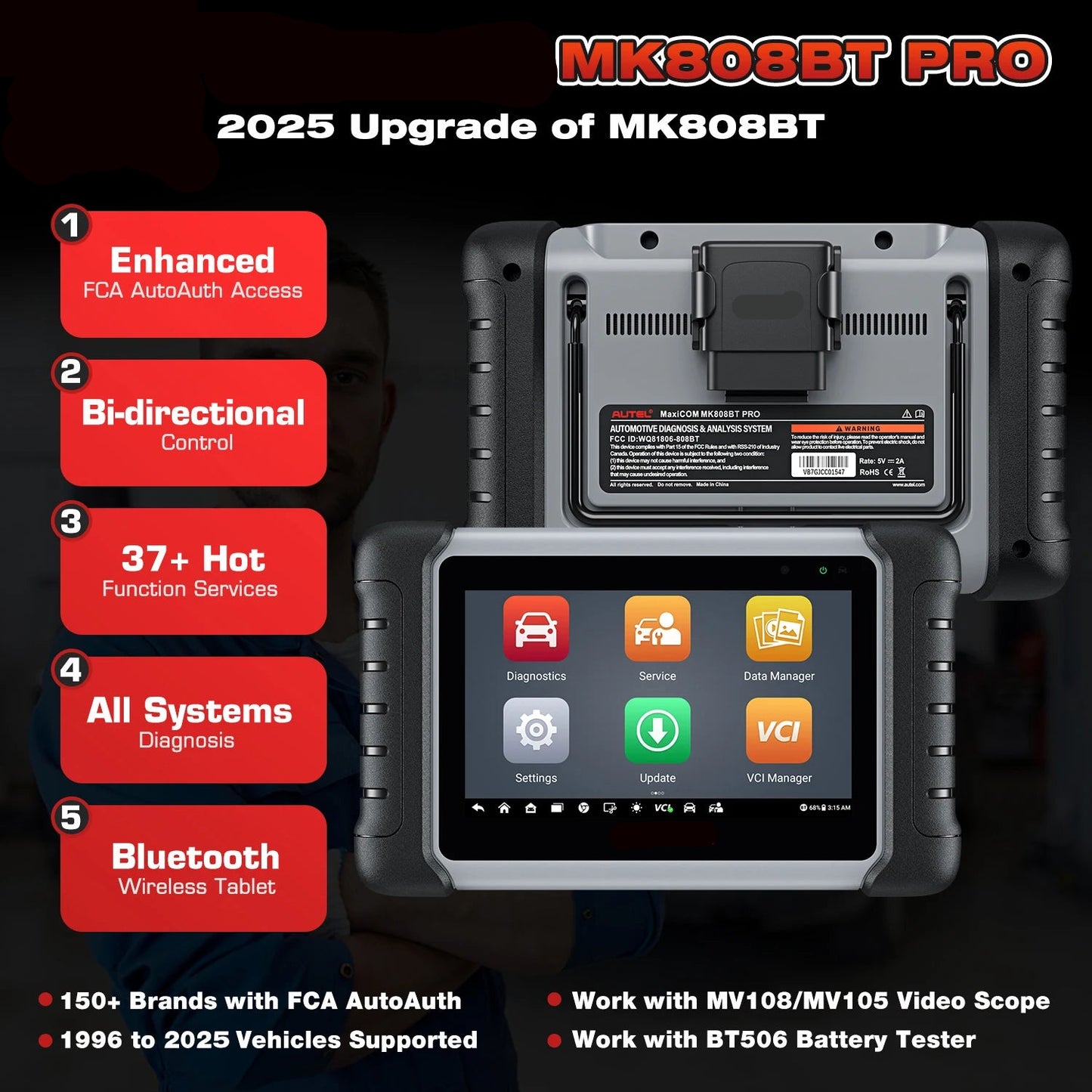 Auto Diagnosetool – OBD2 Scanner – Diagnoseapparaat – Bluetooth Diagnosetool – Touchscreen – 7-Inch Display – Snelle Prestaties