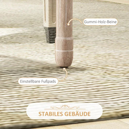 Eetkamerstoelen – Stoelen – Set Van 2 – Linnen Stoelen – Rotan Rugleuning – Massief Rubberhout – Verstelbare Voetkussens - 48 x 57 x 96 cm - Crèmewit