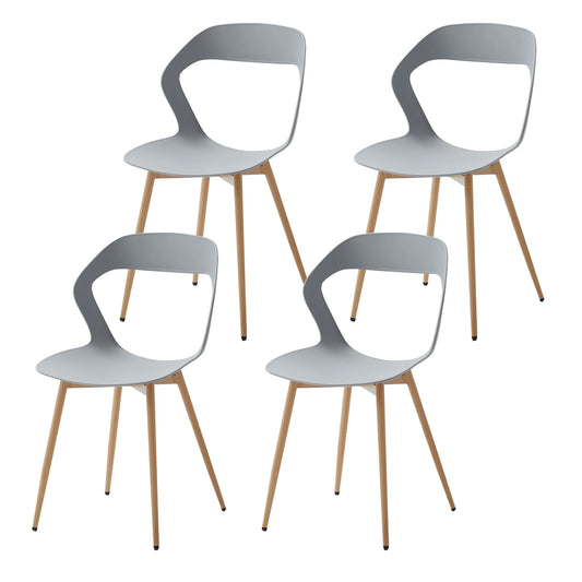 Stoel - Stoelen Eetkamerstoelen - Set van 4 Stoelen - Holle Eetkamerstoelen - Modern & Eenvoudig - Huishoudelijke Kruk met Rugleuning - Scandinavische Onderhandelingsstoel - Plastic Stoel - Rugleuning hoogte <125mm/12.cm - Grijs