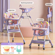 Kinder Eetstoel - Baby Eetstoel Met Verstelbare Hoogte - Kinder Eetstoel Met Stevig Metaal Frame - Unisex - Grijs