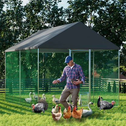Kippenren – Buitenren – Pluimveerun – Kippenhok – Waterafstotend – Stevig IJzeren Frame - L - QUORE