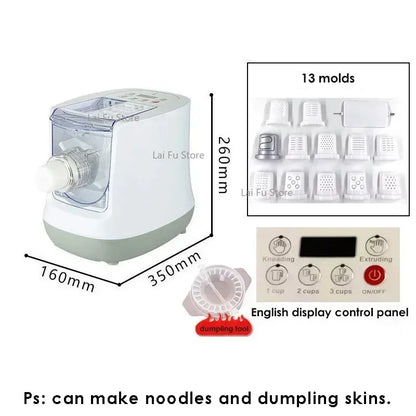 Noedelmachine – Pastamachine – Noodle Maker – Pasta Maker – Dumpling Machine – Elektrisch 260W – 13 Mallen Inclusief