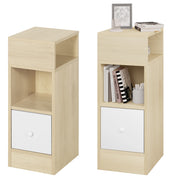 Nachtkastje - Nachtkastjes Set van 2 - Nachtkastjes Modern - Slank Klein Opbergkastje Nachtkastje Ruimte - 2 - Open Planken 1 Lade - 25x66x30cm - Licht Eiken