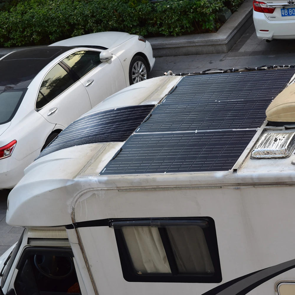 Zonnepaneel - Zonnepanelen - Zonne-energie - Zonne-kit - Fotovoltaïsch Paneelsysteem - 140W -  Waterdicht - voor Boot - Camper - Caravan - RV - Tuin - QUORE
