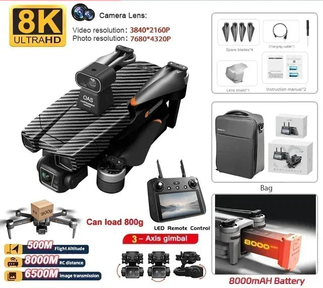 Drone – Luchtfotografie Drone – Camera Drone – Drones Met Camera – 8K Resolutie – 3-Axis Gimbal – Laser Obstakelvermijding