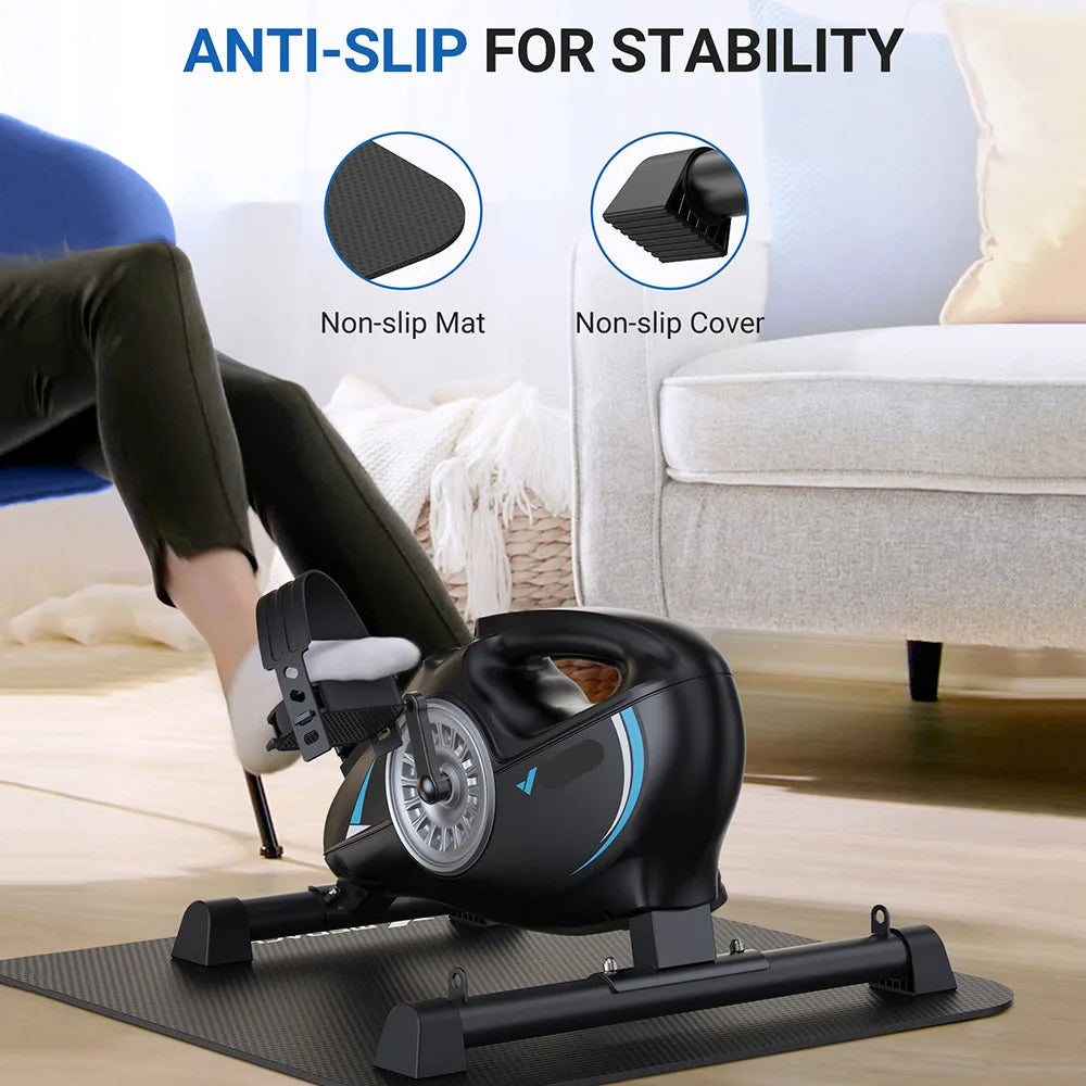 Mini Hometrainer – Bureaufiets – Fitness Trainer – Beentrainer – Armbands – 16 Niveaus Magnetische Weerstand – LCD-Scherm