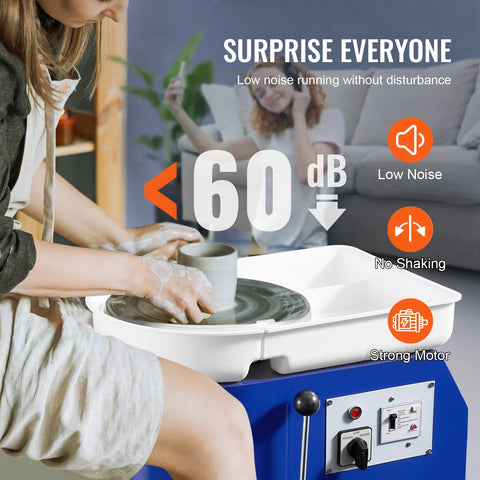 Turntable - Pottery Wheel - Turntable - Pottery Turntable - Pottery Wheel - Electric Pottery Wheel - 350W - Ceramic Pottery Wheel - 60-300 RPM - Foot Pedal Control ABS Detachable Basin - 5kg - Blue