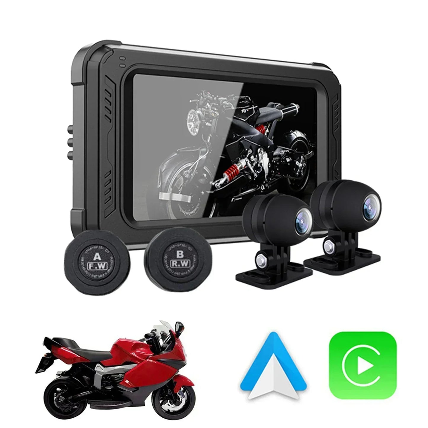 Motorfiets GPS – Motornavigatie – Motorhouders – Telefoonhouder – Navigatie Accessoires – 5 Inch Scherm – Draadloze Apple CarPlay & Android Auto