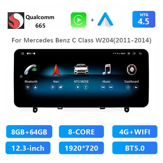 Autoradio – Multimedia Speler – Touchscreen Radio – Navigatiesysteem – 1-DIN Auto Stereo – 12.3 Inch Scherm – Android 14 – Draadloze CarPlay