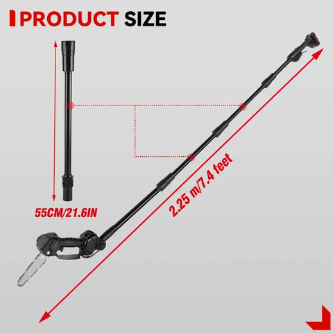 Telescopic Chainsaw - Mini Chainsaw - Electric Pruning Shears - Telescopic Chainsaw Battery - 3500W - Adjustable Height - Portable Garden Tools - 2 Battery EU Plug