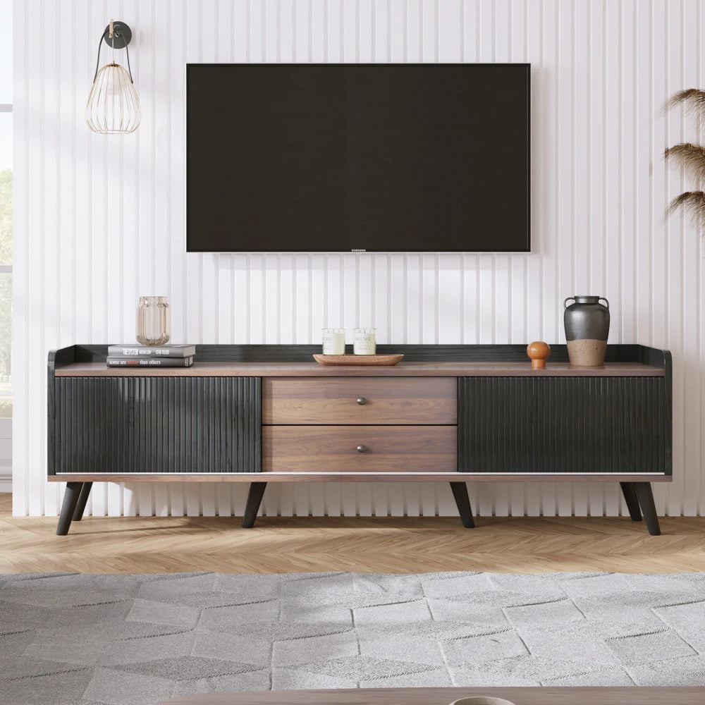Tvmeubel – TV-Kast – Televisiemeubel – Media Kast – Entertainment Center – Zwart Houtlook – Geschikt Voor 40-49 Inch TV