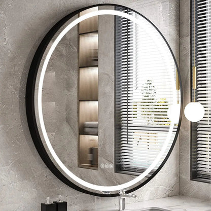 Badkamerspiegel - Spiegel - Spiegel met Verlichting - Smart Spiegel - Ronde LED Badkamerspiegel - 60CM - Goudkleurige Wandspiegel met Verlichting, Dimbaar en Anti-condens - QUORE