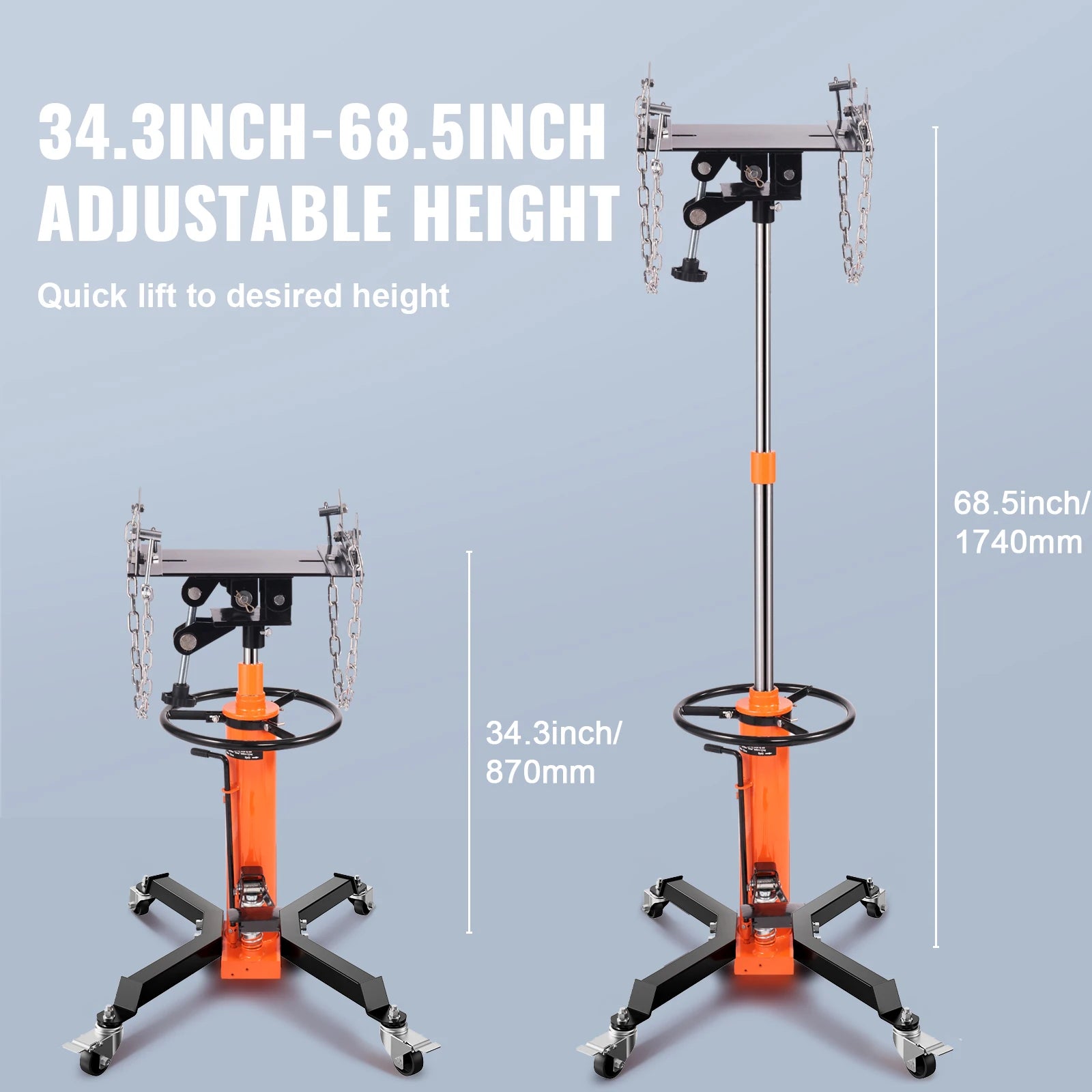 SucceBuy Transmission Jack 1322 LBS Hydraulic Telescoping Transmission Jack 32"-67" High Lift Floor Jack Stand Lift Hoist Garage - QUORE