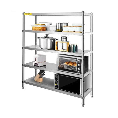 Shelving Unit - Storage Racks - Storage Cabinets - Metal Shelving Unit - Stainless Steel Shelving Unit - Shelving Unit Storage Rack - for Garage Kitchen Restaurant Warehouse - 72 inch - 5 Tiers