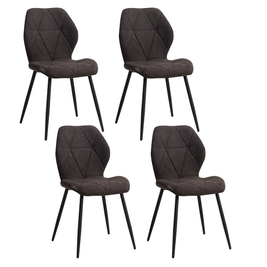 Eetkamerstoelen - Set van 4 - Gestoffeerde - Zachte Linnen - Fluwelen Zitting - Ergonomische - Metalen Poten - Comfortabel en Stijlvol - 42cm x 48cm x 86cm - Zwart
