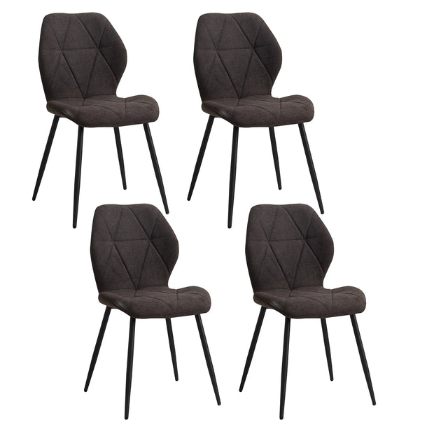 Dining Chairs - Chair - Dining Chair - Set of 4 - Upholstered - Soft Linen - Velvet Seat - Ergonomic - Metal Legs - Comfortable and Stylish - 42cm x 48cm x 86cm - Black