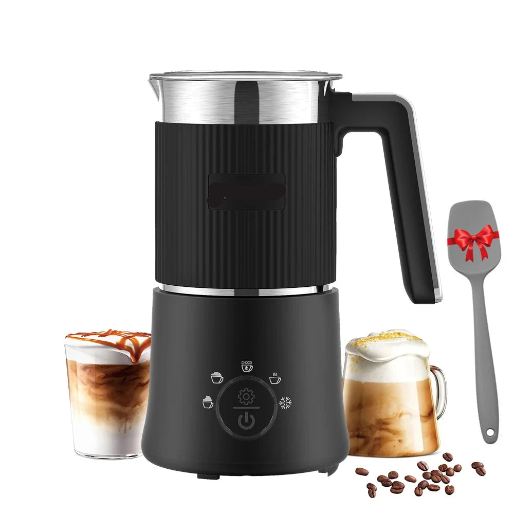 Elektrische Melkopschuimer - Afneembare - Handige Melkschuimer - Melkklopper - 5-in-1 - 350ml - Warm en Koud Opschuimen - Verwarmen - Cappuccino Maken - RVS - Vaatwasserbestendig