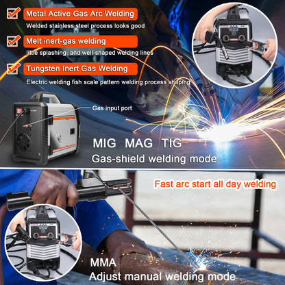 Welding Machine - Electric Welder - Multifunctional - 4 in 1 MIG MMA MAG TIG - Inverter Welder - Portable Electric Welding Machine - Intelligent Welder - Gray