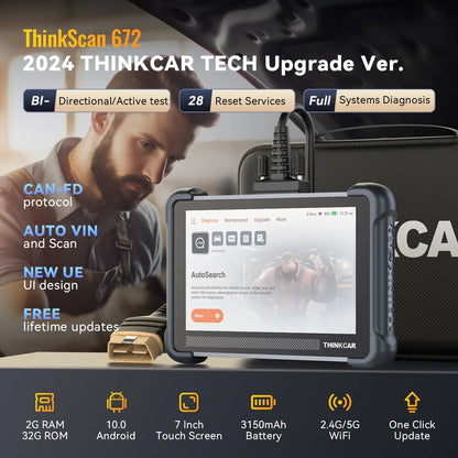 THINKCAR THINKSCAN 672 OBD2 Scanner CAN FD obd2 Tool Bi-directional Control Full System Diagnosis 28 Resets Free for Life - QUORE
