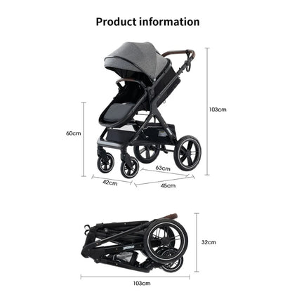 Wandelwagen - Kinderwagen 3 in 1 - Kinderwagen - Opklapbare Wandelwagen - Luxe Kinderwagen - 3-in-1 Wandelwagen voor Pasgeborenen – Reisvriendelijk, Opvouwbaar en Aluminium Frame
